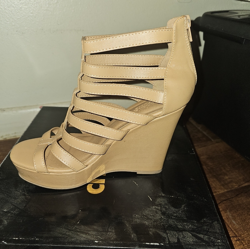 Charlotte Russe Beige Strappy Wedges